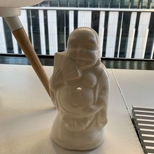 Porcelain Buddha Cup with hole for a straw.